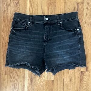 LOFT Black Denim Shorts | Size 27 (4) | Frayed Hem